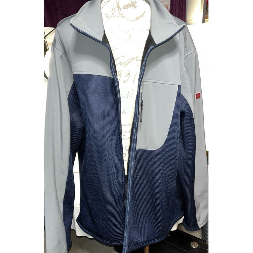 Swiss Tech Men's Zip Up Sweater - Gray and Navy